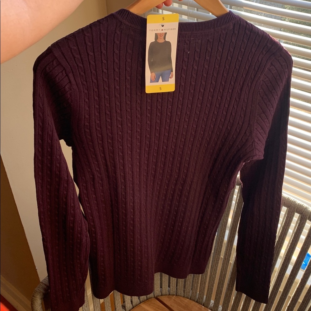 100 Cotton,Tommy Hilfiger women Deep dark purple Crewneck Sweater - Picture 6 of 10